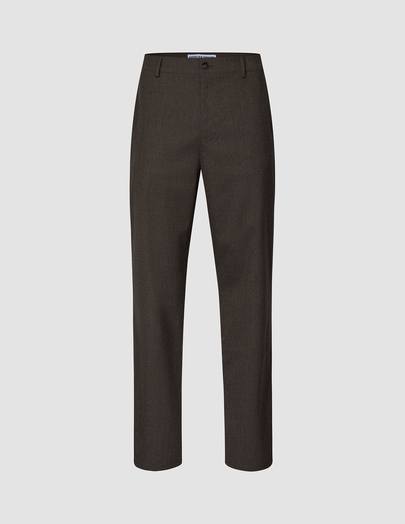 Atelier-bukser i afslappet pasform, mørkebrune, i brudt twill med afslappet pasform og knaplukning.